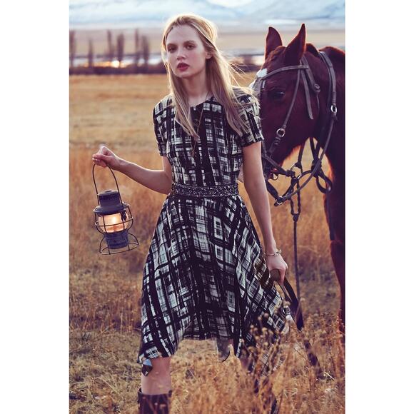 Corey Lynn Calter NWOT Size 4 Small Painted Plaid Dress Anthropologie BEAUTIFUL - Picture 4 of 12